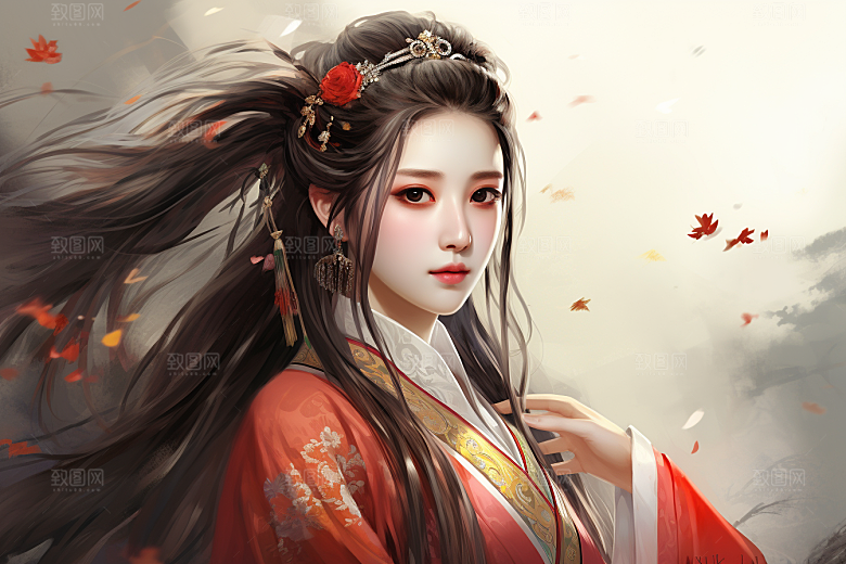 新中式美女唯美艺术插画