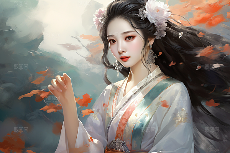 新中式美女中国风中国风插画