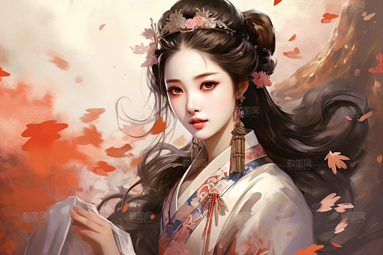 新中式美女唯美艺术插画