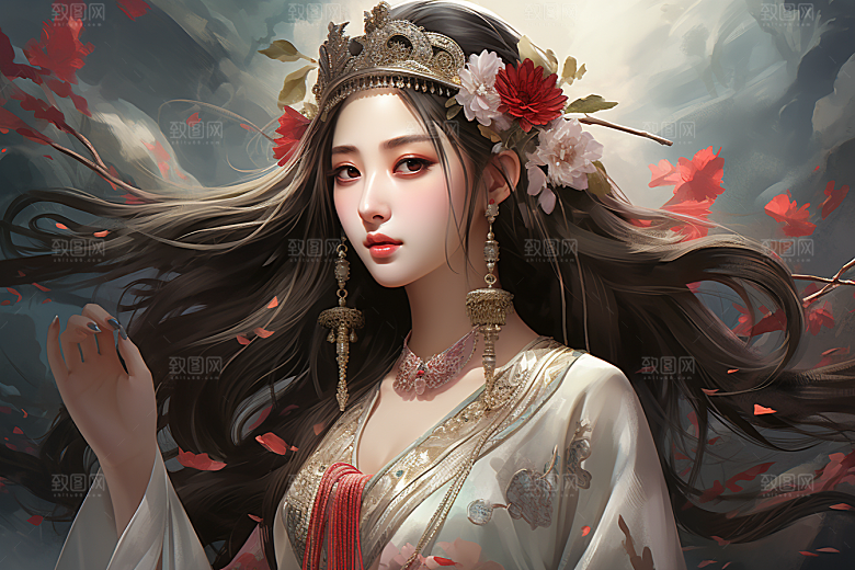 新中式美女艺术温婉插画