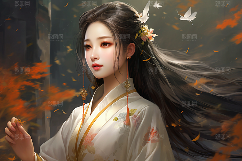 新中式美女文艺中国风插画