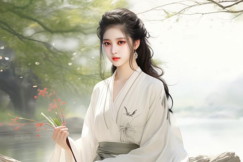 新中式美女高清中国风插画