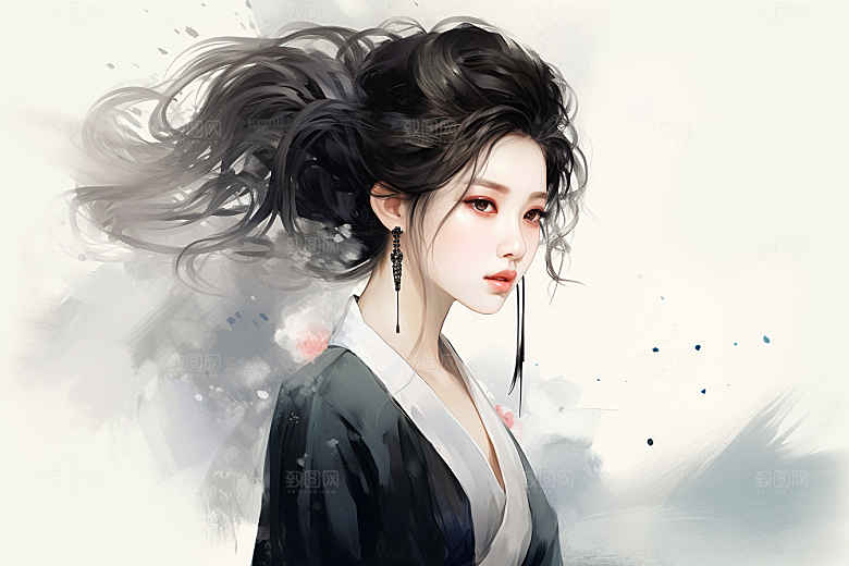 新中式美女中国风中国风插画
