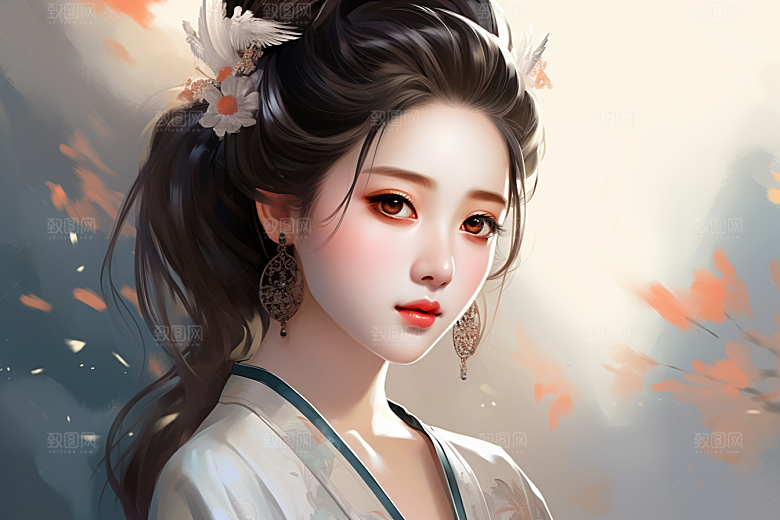 新中式美女中国风唯美插画