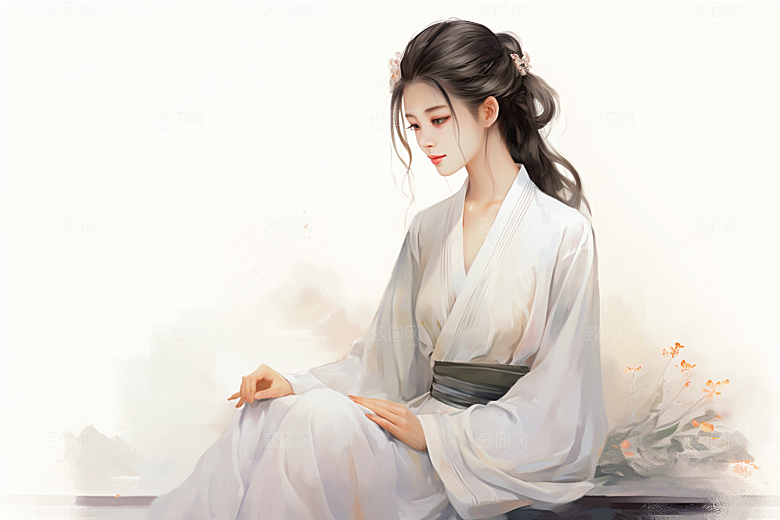 新中式美女唯美中国风插画