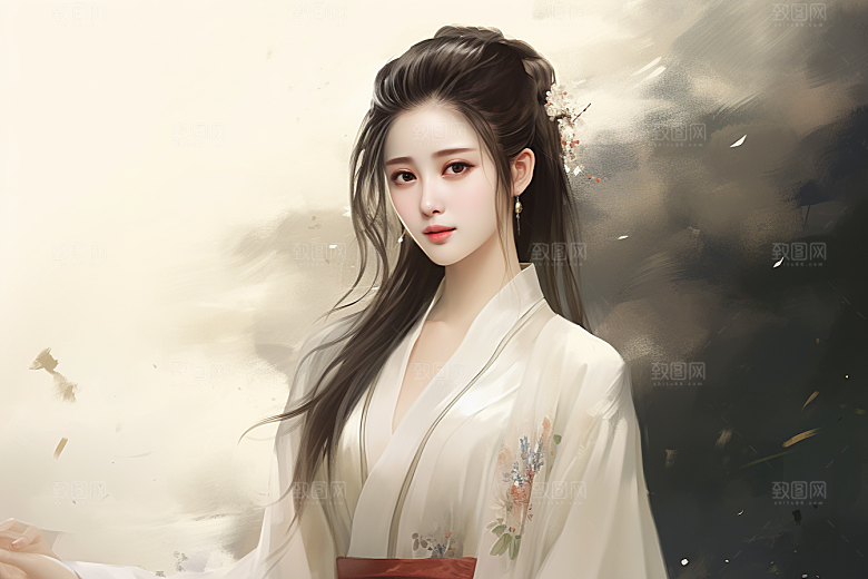 新中式美女艺术中国风插画