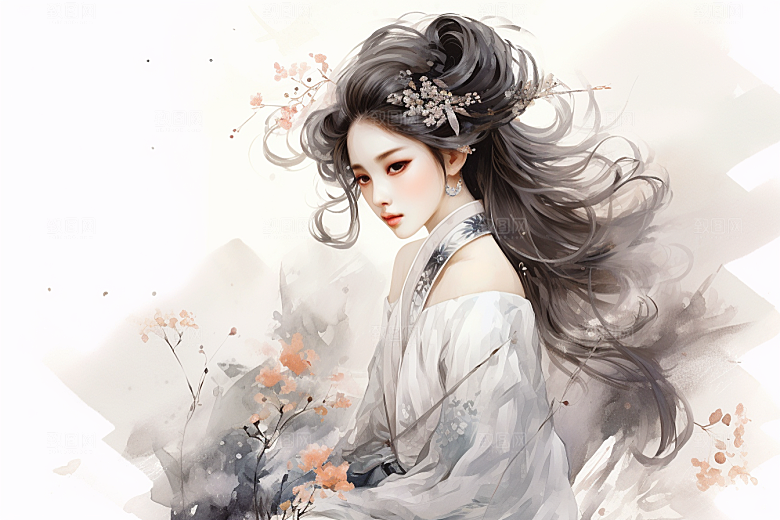 新中式美女中国风唯美插画