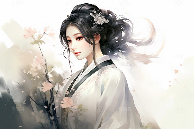 新中式美女中国风唯美插画
