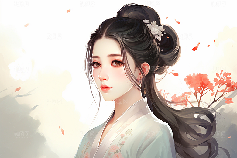 新中式美女文艺温婉插画