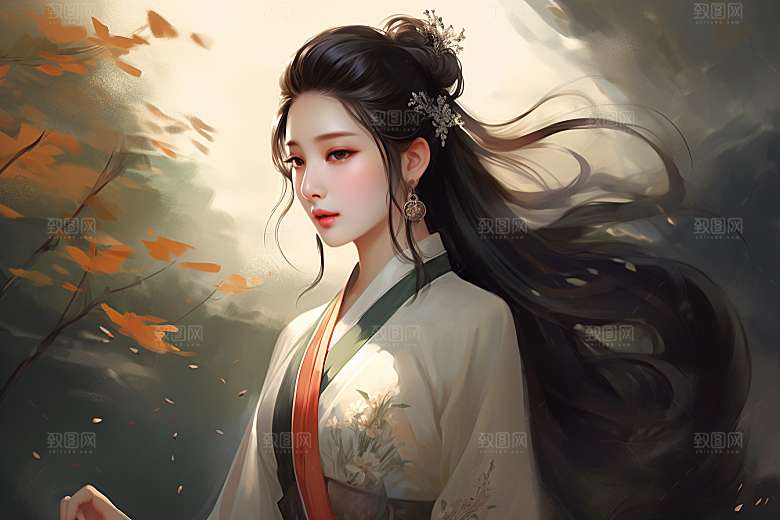 新中式美女温婉唯美插画