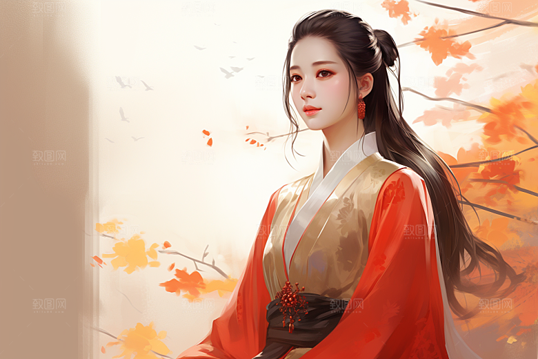 新中式美女文艺中国风插画