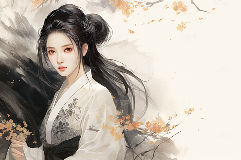 新中式美女中国风中国风插画