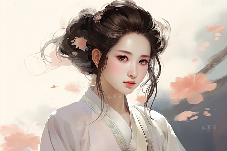 新中式美女中国风手绘插画