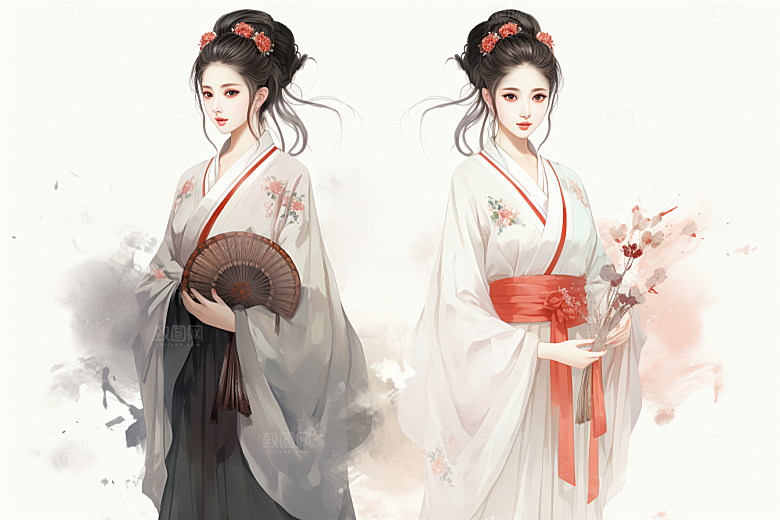 新中式美女中国风唯美插画