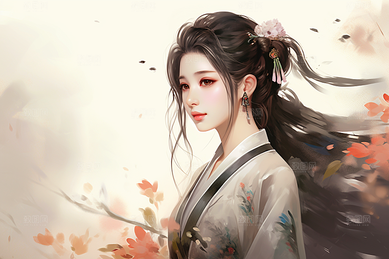 新中式美女文艺中国风插画