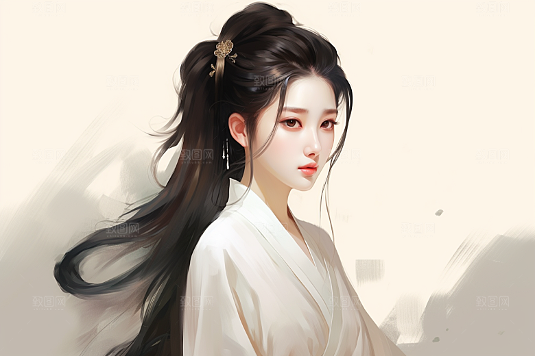 新中式美女高清温婉插画