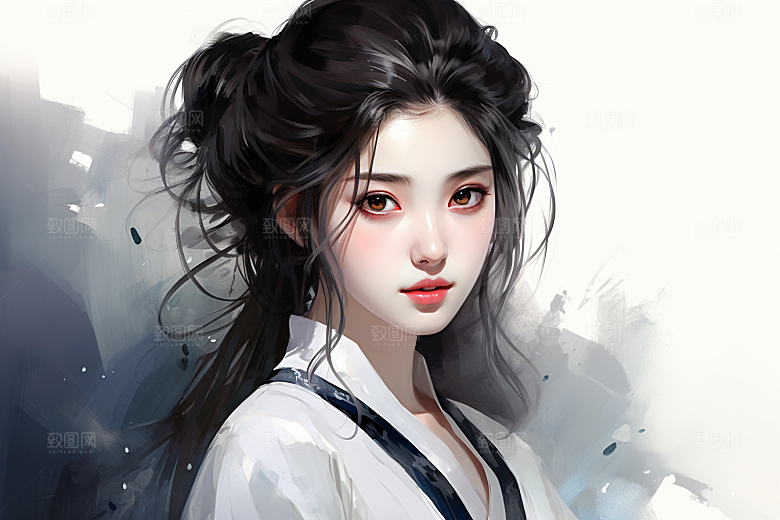 新中式美女中国风中国风插画