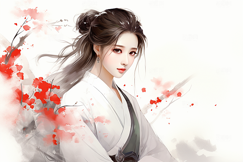 新中式美女中国风中国风插画