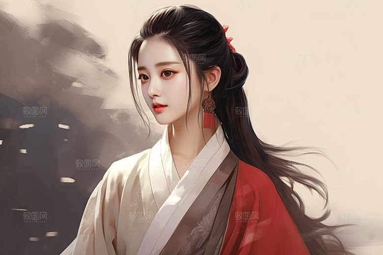 新中式美女温婉中国风插画
