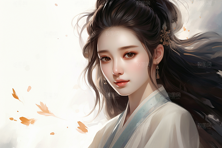 新中式美女艺术中国风插画