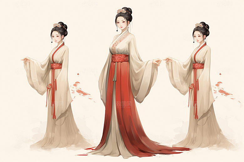 新中式美女文艺唯美插画