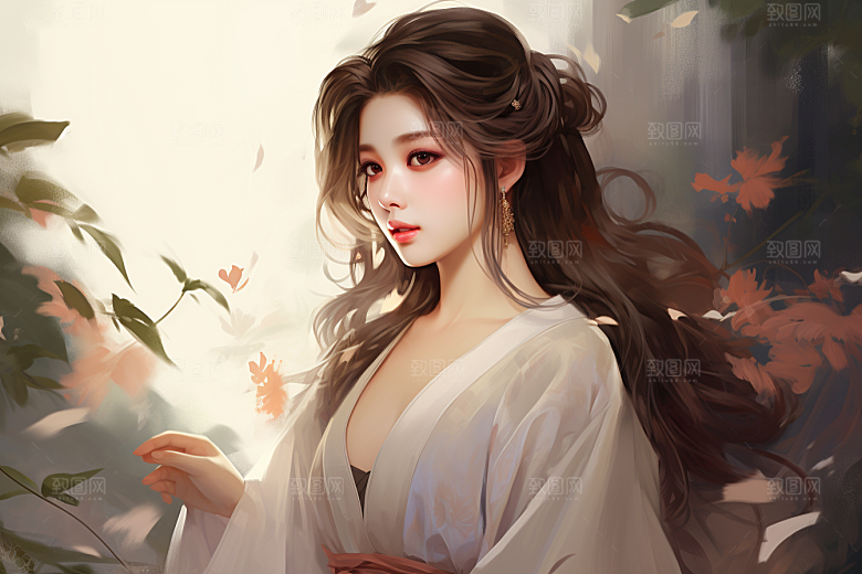 新中式美女艺术中国风插画