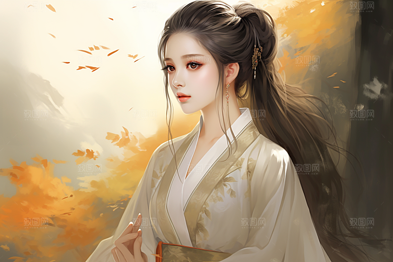 新中式美女文艺中国风插画