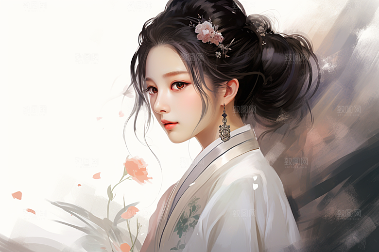 新中式美女艺术温婉插画