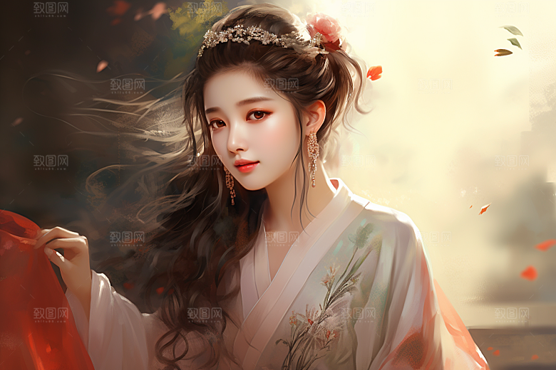 新中式美女温婉中国风插画