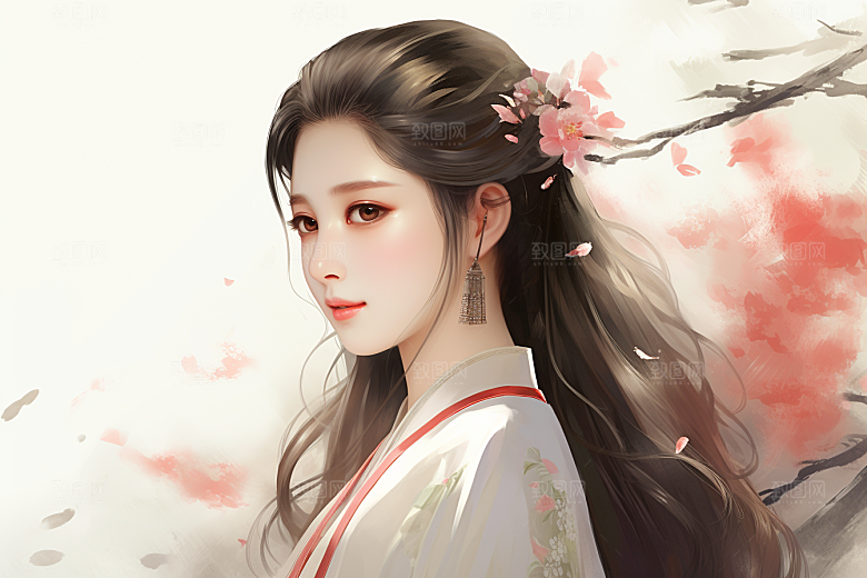 新中式美女温婉唯美插画