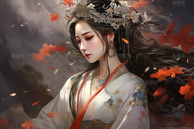 新中式美女温婉中国风插画