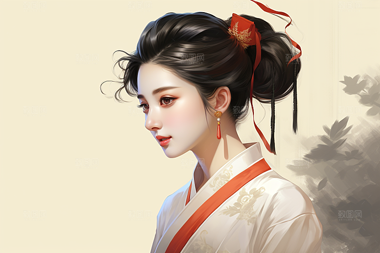 新中式美女高清中国风插画