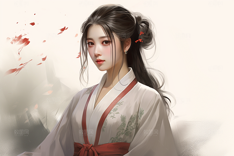 新中式美女中国风唯美插画