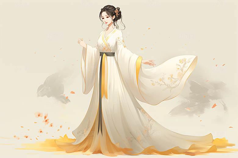 新中式美女中国风高清插画