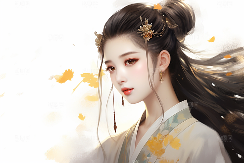 新中式美女中国风中国风插画