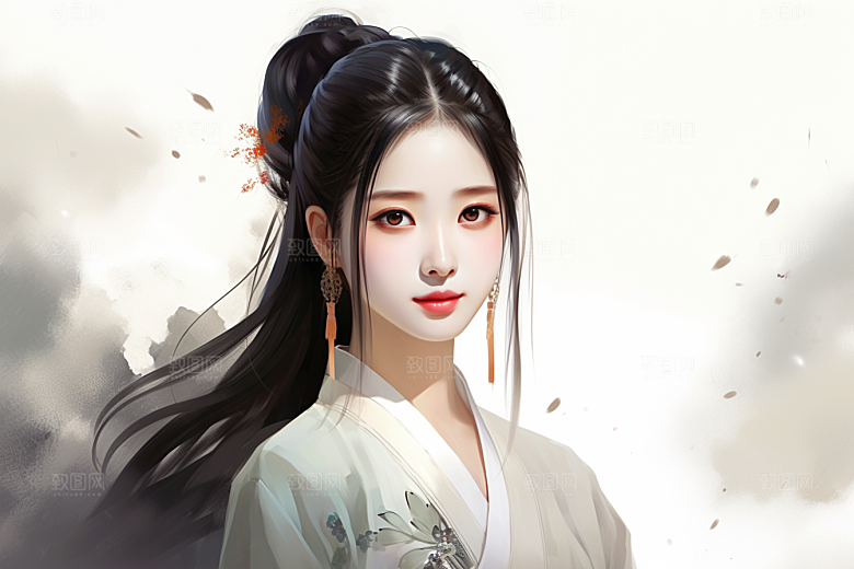 新中式美女唯美温婉插画