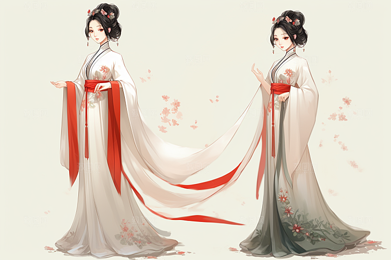 新中式美女温婉中国风插画
