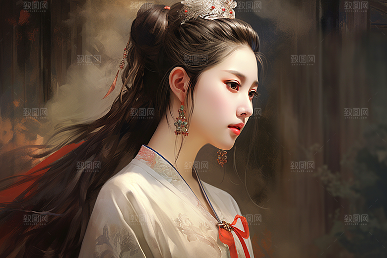 新中式美女中国风唯美插画