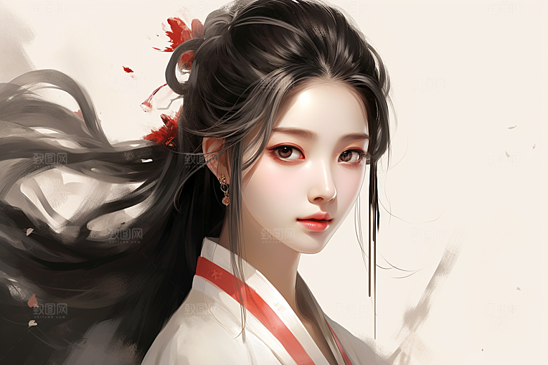 新中式美女中国风高清插画