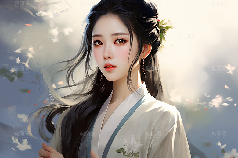 新中式美女文艺温婉插画