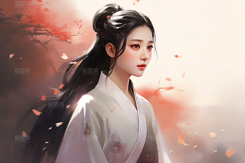 新中式美女温婉中国风插画