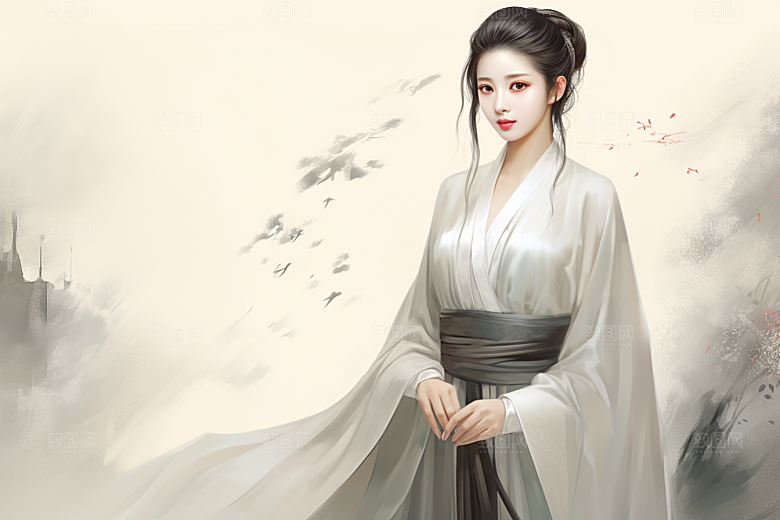新中式美女唯美中国风插画