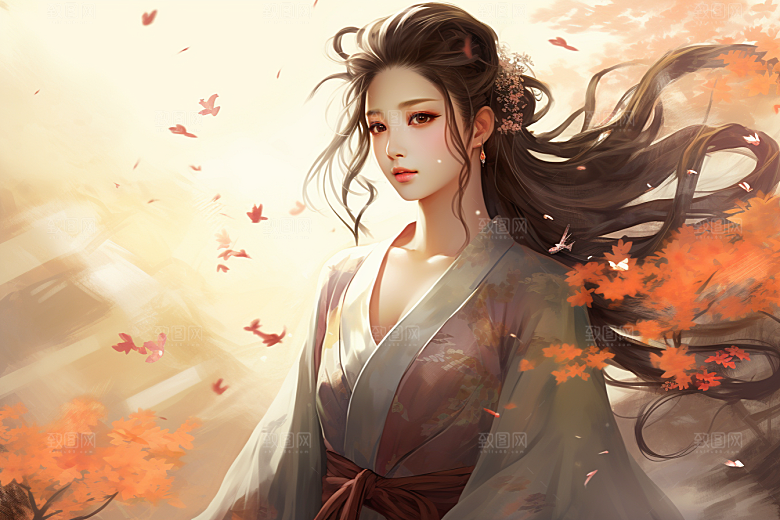 新中式美女唯美中国风插画