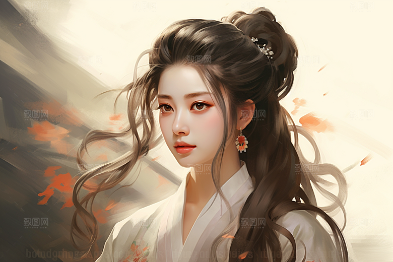 新中式美女唯美高清插画