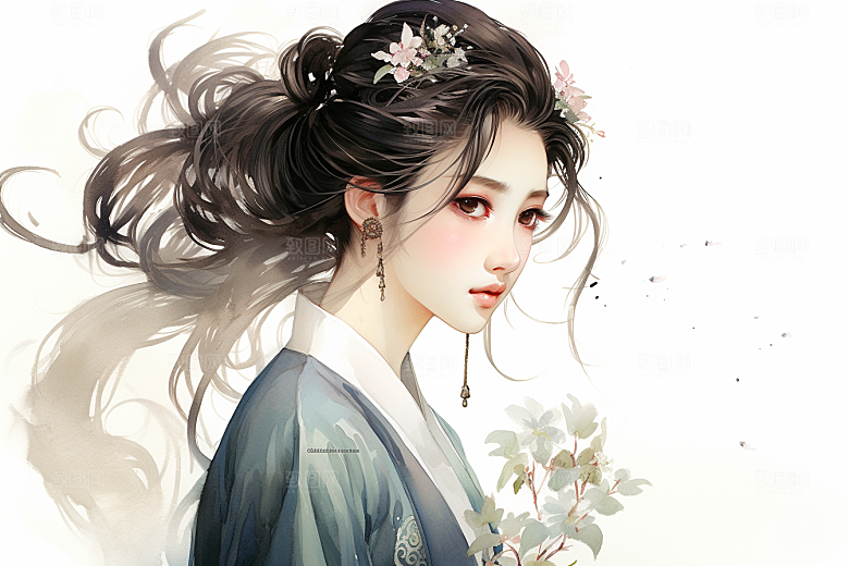 新中式美女中国风中国风插画