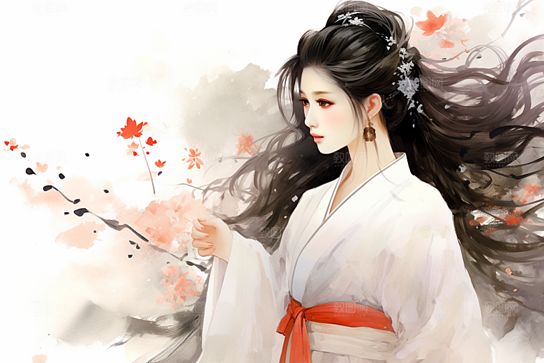 新中式美女高清中国风插画