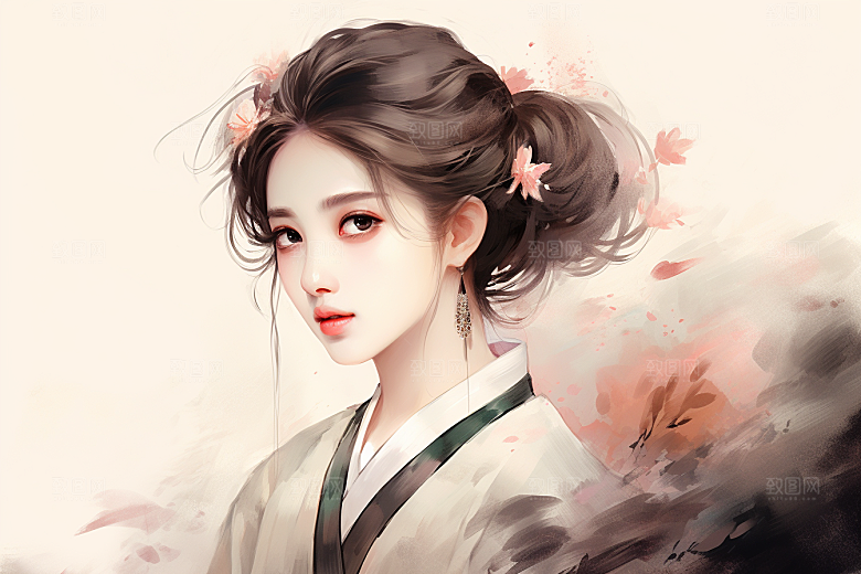 新中式美女艺术温婉插画