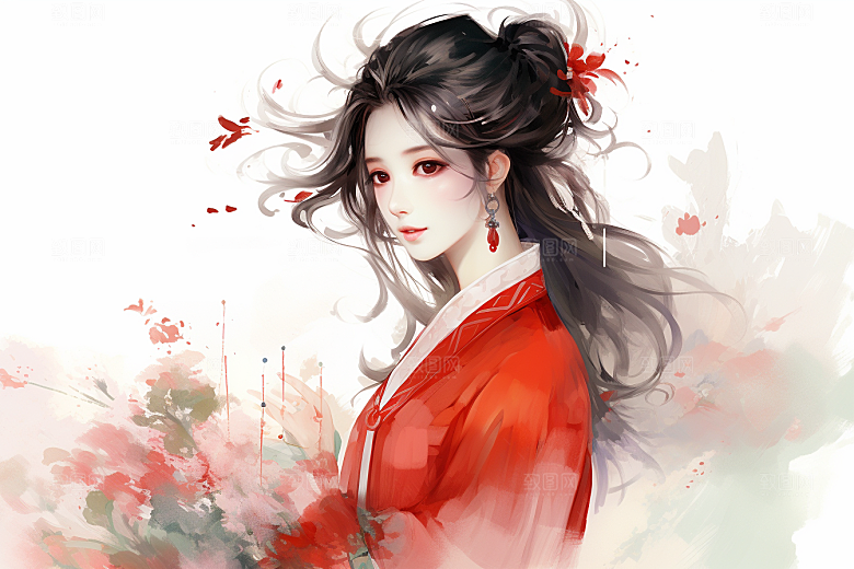 新中式美女高清唯美插画