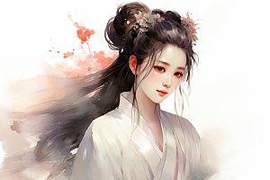 新中式美女温婉中国风插画