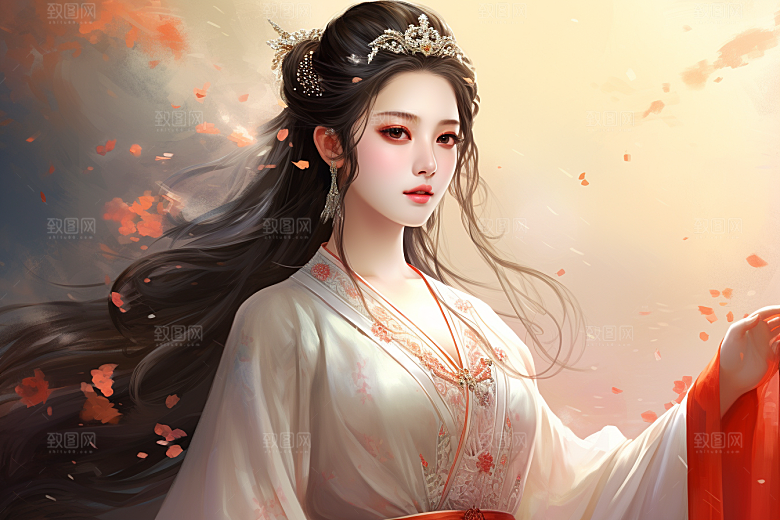 新中式美女中国风温婉插画